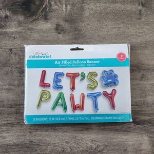 Dog Birthday Party Let's Pawty Balloon Banner NWT